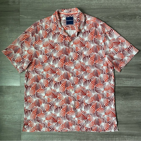 Tommy Bahama Shell We Dance Silk Tropical Camp Shirt Red Large - Picture 2 of 12